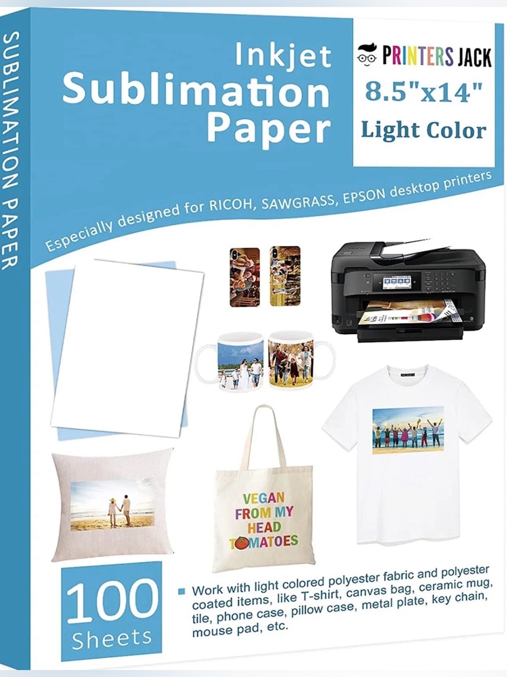 2 sets of Inkjet Sublimation Paper 8.5"x14" Light Color 100 Sheets
